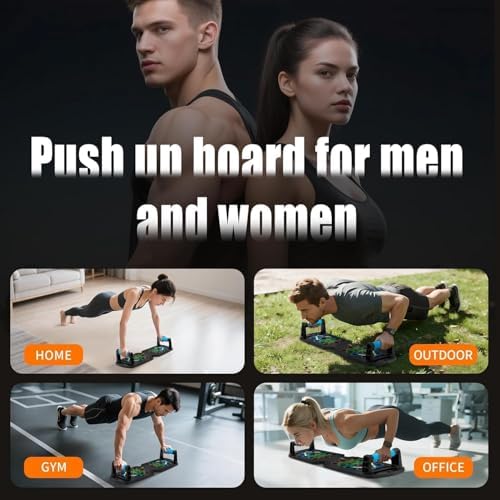 Push Up Board for Men - 15-in-1 Foldable Pushup Board with Push Up Bar, Handles & Bands, Portable Home Gym & Workout Equipment for Chest Exercise, for Teen Boys 16-18 & Gym Lovers