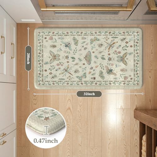 LEEVAN Anti Fatigue Kitchen Mats Non-Slip, Botanical Cushioned Kitchen Rugs