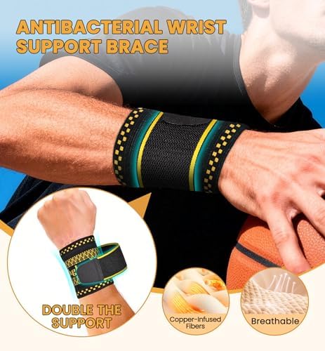 Copper Infused Compression Wrist Support Brace with Adjustable Wrap, Small