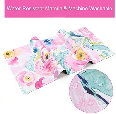 HAOCOO Floral Extended Desk Pad, Large Mouse Mat With Edge Stitching, 2 MM Thick Waterproof Computer Keyboard Mat, Non-Slip Rubber Base for Office