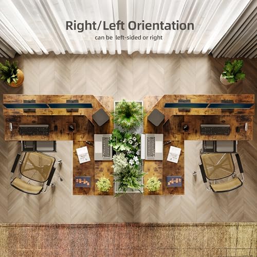 Claiks Dual Motor L Shaped Standing Desk with Drawers, 63inch, Rustic Brown
