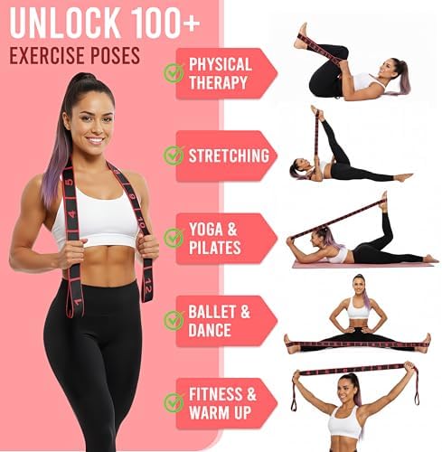 Resistance Bands, Stretch Band for Exercise, Physical Therapy, Rehab & Flexibility, Home Gym Equipment for Yoga, Pilates, Dance, Gymnastics, Number Loop Elastic Strap for Leg and Hip Stretches