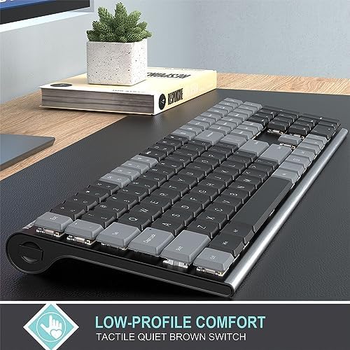 Arteck Mechanical 2.4G USB Wireless Keyboard, Tacktile Brown Switches Gray