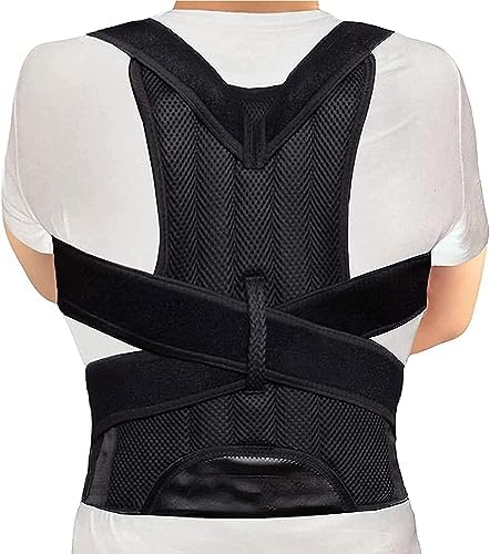 Posture Corrector for Women and Men, Adjustable Back Straightener Posture Corrector,Upper Lower Back Brace Support Belt for Men Women Body Neck Shoulder Trainer (XXL, Black)