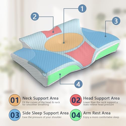 Pain Relief Cervical Pillow for Neck Support, Adjustable Ergonomic Pillow