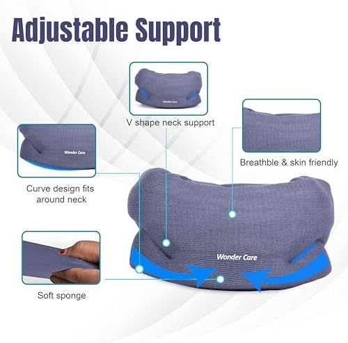 Wonder Care Neck Brace for Sleeping Cervical Collar Relief Neck Pain and Neck Support Soft Foam Wraps Relief of Cervical Spine Pressure for Women & Men (Grey, Small, 3" Depth)