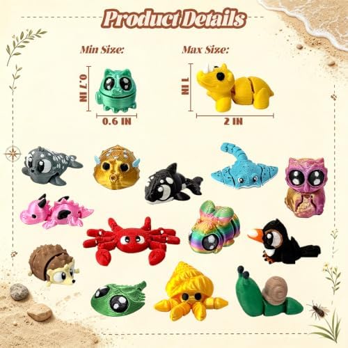 80PCS 3D Printed Animal Figurines, Flexible Articulated Fidget Toys