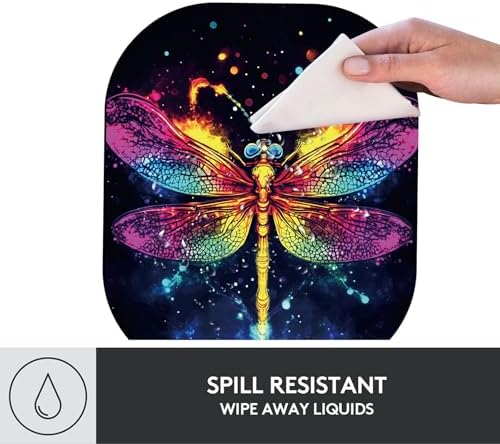 Small Mouse Pad，Mini Mouse Pad 6 x 7 Inch，for Laptop Keyboard Tray Wireless Mouse Home Office Travel，with Non-Slip Rubber Base, Waterproof Mouse Mat，Dragonfly in Space