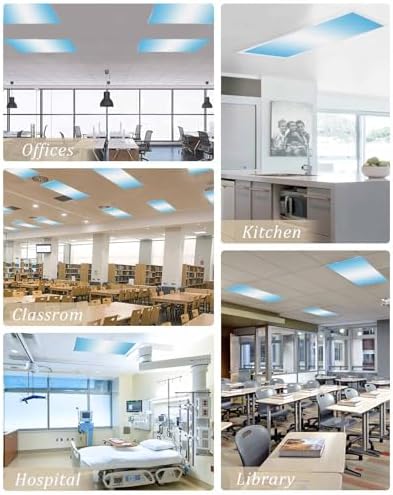 Blue White Magnetic Fluorescent Light Covers for Ceiling Lights 2 x 4 Feet,Geometric Minimalist Stripe Country Decor Office Classroom Kitchen Drop Ceiling Light Covers Lighting Filters Shade 4 Packs