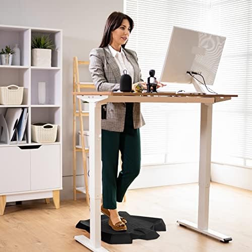 ReunionG PU Not-Flat Standing Mat, Anti Fatigue Mat for Standing Desk 2” Thick, Comfort Floor Mat with Anti-Skid Groove, Calculated Terrain & Massage Points, Suitable for Home Kitchen Office