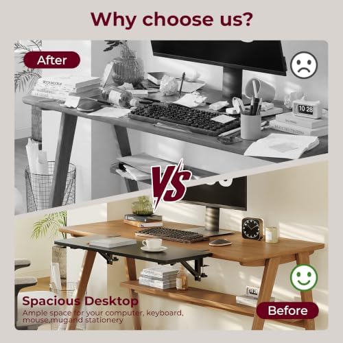 Desk Extender Tray, 24"×12" Clamp-On Arm Rest Shelf