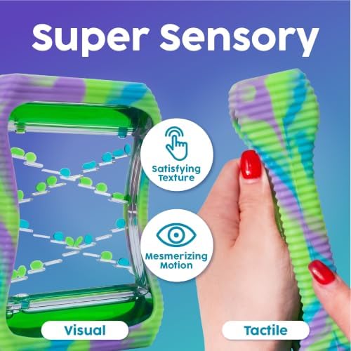 BUNMO Sensory Toys Liquid Motion Bubbler - Calming Fidget Toy for Kids & Adults - Sensory Bottles - Textured Silicone Bubble Timer with Mesmerizing Liquid Flow - Large Glow