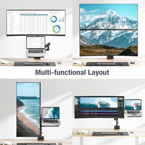 AVLT Laptop & Monitor Arm Pole Top Mount for 17-38" Screens - Black