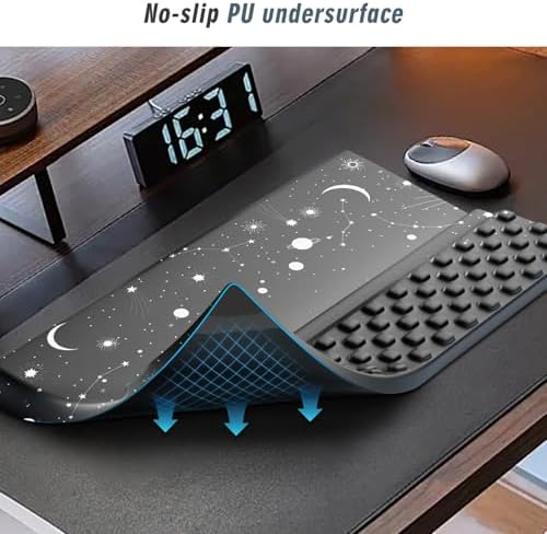 Wrist Rest with Keyboard Stand, Computer Wrist Support Pad,Ergonomic Tilted Keyboard Holder, Soft Memory Foam Desk Cushion, Palm Hand Typing for Office Home School (Starry Sky)