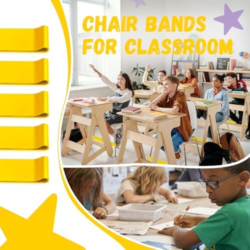 25 Pack Chair Bands for Kids with Fidgety Feet, ADHD Tools for Kids, Improve Focus & Reduce Restlessness, Chair Bands for Sensory ADHD ADD Autism - Classroom & Home Must Haves (Yellow)
