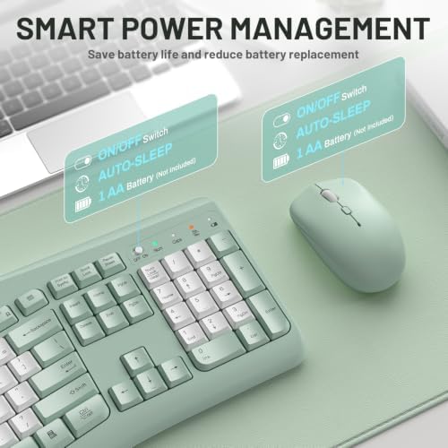 Wireless Keyboard and Mouse Combo Silent Ergonomic Curved Design for Office