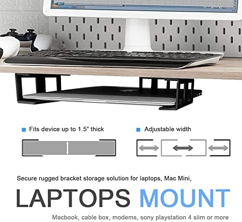IFCASE Under Desk Laptop Mount, Metal Under Desk Shelf Holder for Laptop, Mac mini, MacBook, Keyboard with Anti-Scratch Silicone (Black)