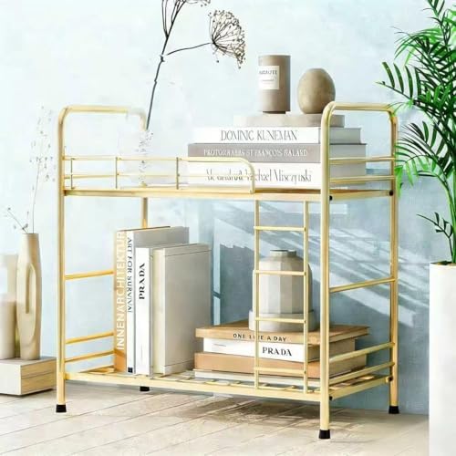 Desktop Shelf Organizer, 2 Tier k Organizer Storage Rack and Frees Up The Space of The Desk, Small Metal Bookshelf with Bunk Bed Design for Dormitory, Home, Office
