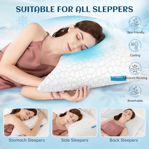 Side Sleeper Pillows for Adults, Cervical Pillow for Side Sleepers, Cooling Pillow with Ergonomic Design, Adjustable Crescent Shredded Memory Foam Pillows for Neck and Shoulder Pain Relief