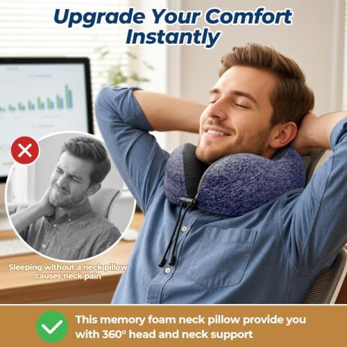 ExploreBliss Travel Pillow, Neck Pillow Airplane, Mottled Blue