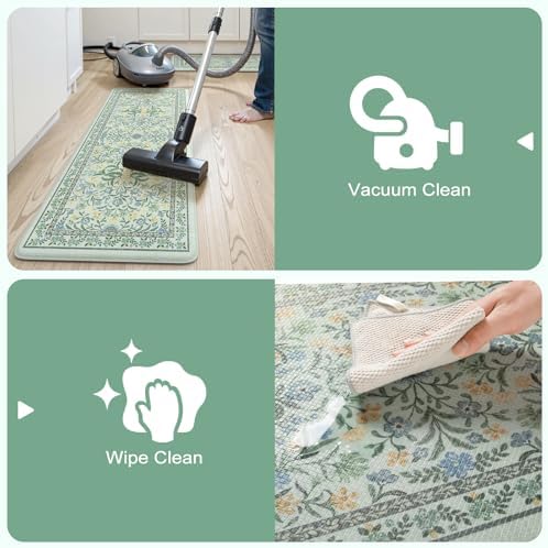 Collive Waterproof Anti Fatigue Mats for Kitchen Floor, Boho Kitchen Rugs