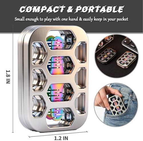 Fidget Toys Adults Openwork Design Metal Fidget Slider EDC Fidget Toys Adults Decompression Desk Toys to Relief Anxiety and Stress for ADD, ADHD & Autism (Silver)