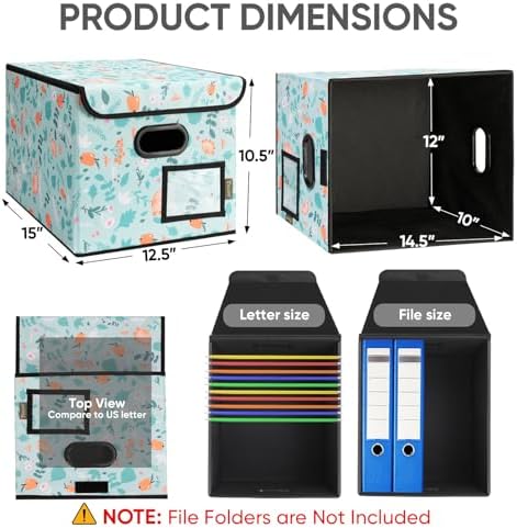 BALEINE File Organizer Box with Lid, Collapsible Hanging File Storage Box