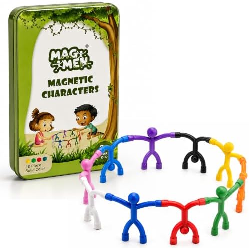MAGMEN Magnetic Fidget Figures | Travel Toys for Kids (10-Piece Solid)