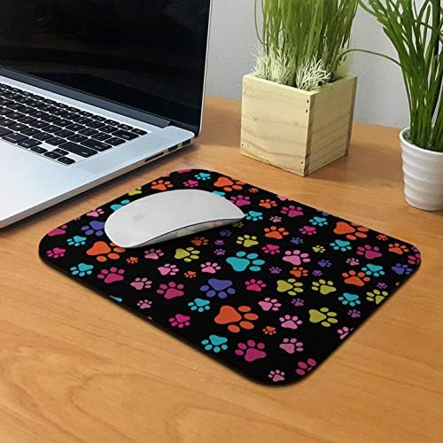 Non-Slip Rectangle Mousepad, WIRESTER Multicolor Paws Dog Mouse Pad for Home, Office and Gaming Desk