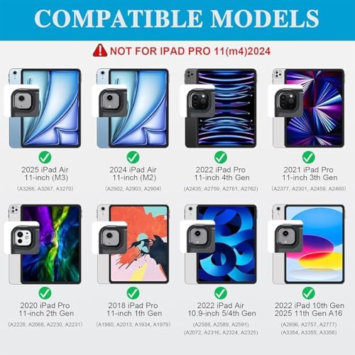 3 in 1 Keyboard Case for iPad Air 11 inch (M4/M3/M2, 2026/2025/2024), Air 5/4th 10.9" & Pro 11" 4/3/2/1st, Detachable Backlit Keyboard with Kickstand, Trackpad, Sleek for A16 11/10th Gen (Ice Blue)