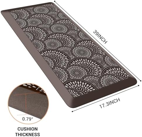 Mattitude 4/5 Inch Kitchen Mat, 17.3x39in Heavy Duty Ergonomic Comfort Foam Standing Desk Mat, Waterproof Non-Slip Standing Mats and Rugs for Kitchen, Office, Chocolate