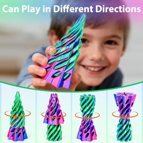 8 Pack Impossible Cone Fidget Toy, 3D Printed Spiral Pyramid Passthrough Gadget, Sensory Stress Relief Desk Toys for Kids & Adults, Optical Illusion Gift for ADHD/Anxiety