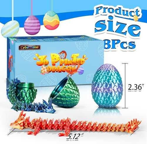 8pcs 3D Printed Dragon, Articulated Animal Fidget Toys for Desk Decor, Unique Birthday Gift for Kids Teens, Collectibles Surprise Set for Classroom Prize