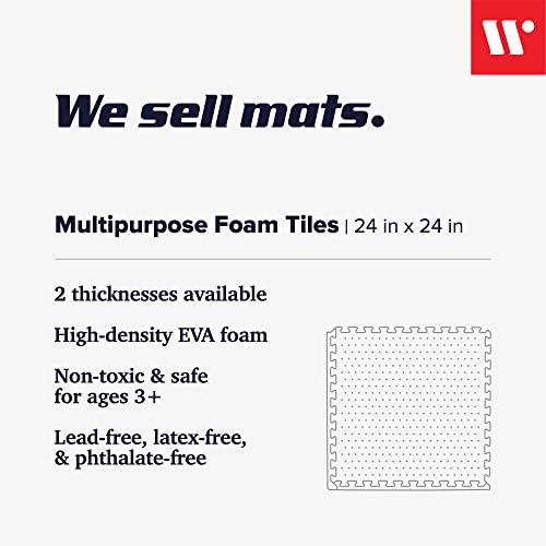 We Sell Mats 3/8" Thick Multipurpose EVA Foam Exercise Floor Mat, Interlocking Tiles, Anti-Fatigue for Home or Gym