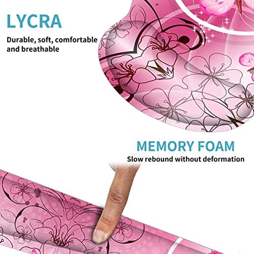 RICHEN Keyboard Wrist Rest and Mouse Pad with Wrist Support, Memory Foam Set for Gaming and Office, Comfortable & Lightweight for Easy Typing & Pain Relief (Pink Butterfly)
