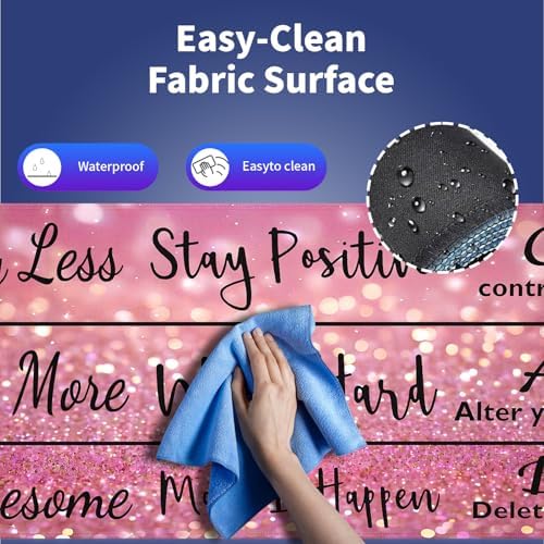 Stay Positive Work Hard with Arrows Large Mouse Pad, Pink Glitter Desk Mat