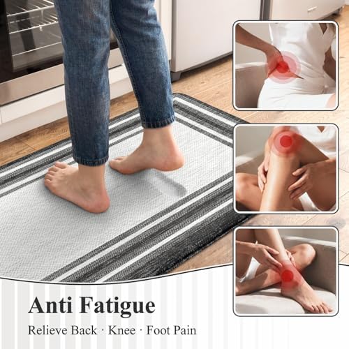 KIMODE Anti Fatigue Kitchen Mat for Floor,Farmhouse Kitchen Rugs Non Slip