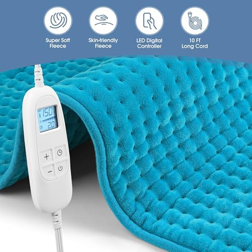 FluffyWarmth Electric Heating Pad, Extra Large 17"x33", Ultra Soft
