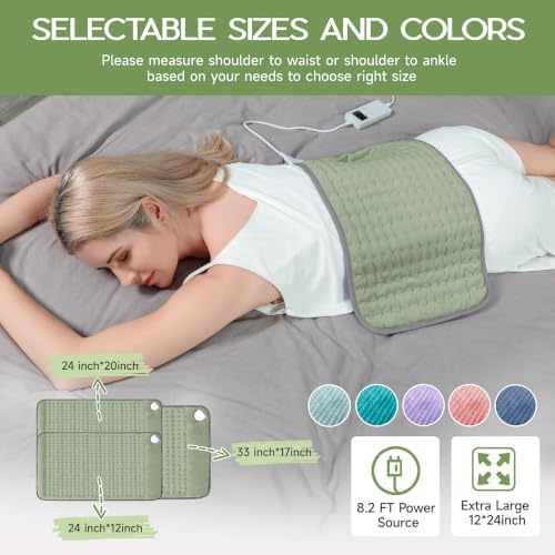 Heating Pad for Full Body Pain Relief 6 Heat Levels 4 Timers Soothes Back, Waist, Neck & Leg Aches Moist Machine Washable Holiday Wellness Gift