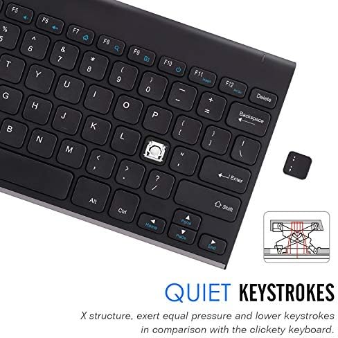 Arteck 2.4G Wireless Keyboard Stainless Steel Ultra Slim Keyboard for Computer/Desktop/PC/Laptop/Surface/Smart TV and Windows 11/10 / 8/7 / Vista/XP Built in Rechargeable Battery