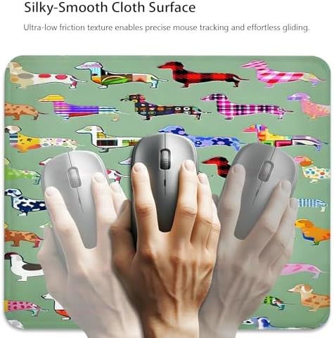 Abstract Seamless Floral Dachshund Dog Design Mouse Pad, Durable Desk Mat