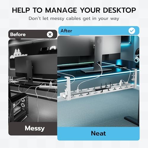 ARES WING 17"-28.7" Extendable Under Desk Cable Management Tray, No-Drill