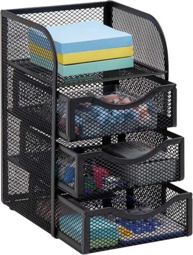Mind Reader Desktop Accessory Storage, Paper Binder Clip Basket, Workspace, Office, Metal Mesh, 4.75" L x 5" W x 8" H, Black (Pack of 6)