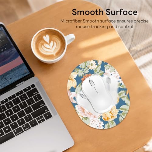 Oval Mouse Pad 6x8in Non-Slip for Laptop,Floral