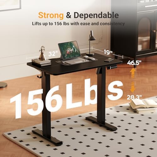 YDN Electric Standing Desk, 32x19 Inch, Black
