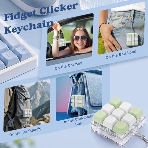 Keyboard Fidget Toy, Creamy Fidget Clicker Keyboard Fidget Keychain, Button Fidget Gifts for Adults, Boost Focus & Ease Anxiety Anywhere — Perfect Stress-Relief Gift (3×3 Grid Layout I)