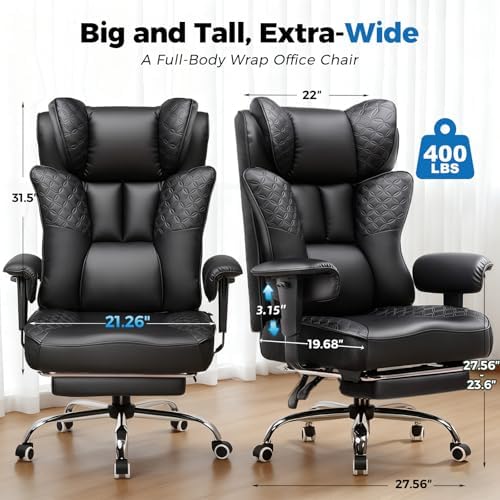 COMHOMA Big and Tall Gaming Chair with Footrest Ergonomic Office Chair