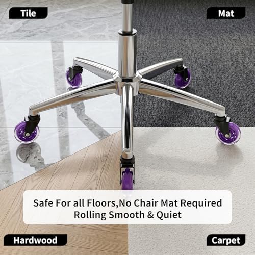3" Office Chair Wheels (As Seen On PRC) Heavy Duty with Universal Grip Ring Stem(7/16" x7/8"),Replacement Rubber Chair Casters fits 98% Chairs for All Floors (Purple)