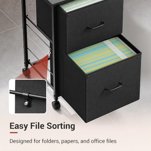 DEVAISE 2 Drawer Mobile File Cabinet, Rolling Printer Stand