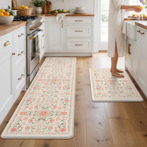KIMODE Cushioned Kitchen Floor Mats Anti Fatigue,Kitchen Runner Rug 2 Piece